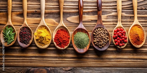 Spices on wooden spoons , seasoning, aromatic, culinary, cooking, flavors, ingredient, cuisine, assortment, diverse