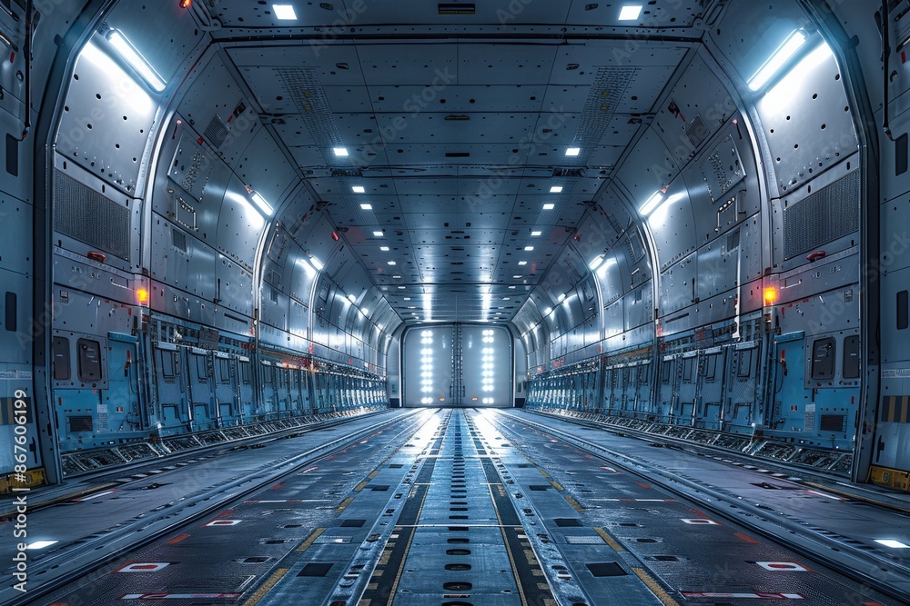 Clipart illustration of Cargo Plane Doors Open for Loading The cargo doors of a large freight plane wide open, ready to receive shipments, illustrating the capacity and readiness of air logistics to Clipart illustration of Cargo Plane Doors Open for Loading The cargo doors of a large freight plane wide open, ready to receive shipments, illustrating the capacity and readiness of air logistics to
