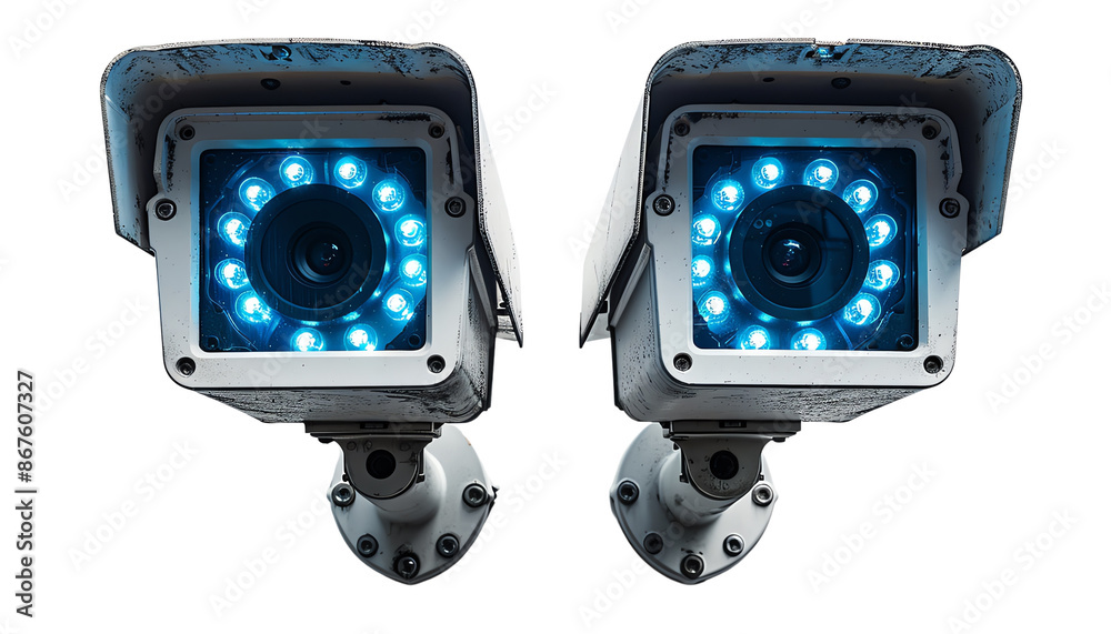 Fototapeta premium Security cameras , isolate on white background