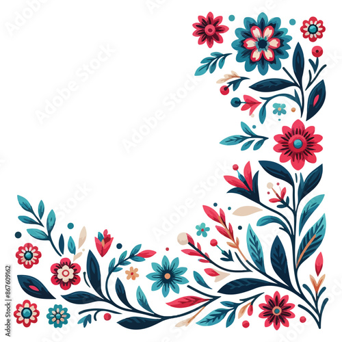 Floral flower corner border vector design