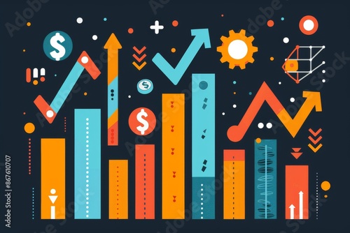 Abstract Chart with Colorful Arrows and Bar Graphs © Shahrimi