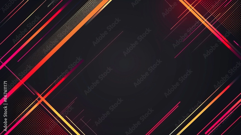 Abstract geometric lines on black background with copy space, vector ...