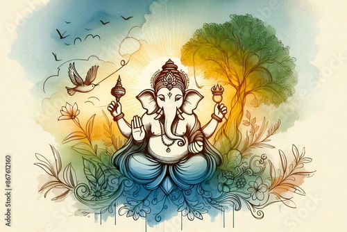 indian hindu religion god ganesh or ganesha idol for offering prayers during hindu festival Ganesh chathurthi,wedding,hindu ceremony,opening ceremony,good luck,
invitation