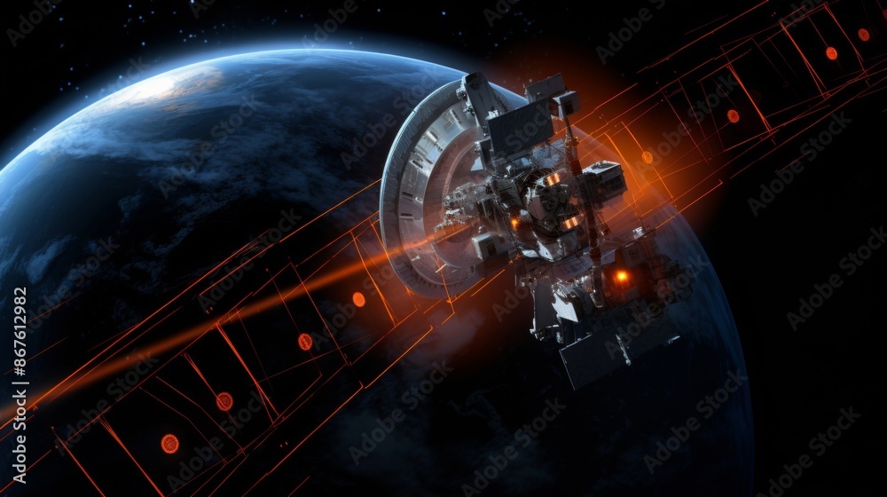 Advanced Communication Satellite in Orbit. Advanced Communication Satellite in Orbit.