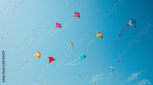 International Kite Day: Brightly Colored Kites Flying High Representing Freedom and Joy