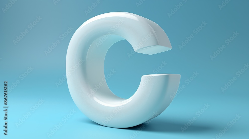3D Render of a Large White Letter C on Blue Background 3D Render of a Large White Letter C on Blue Background