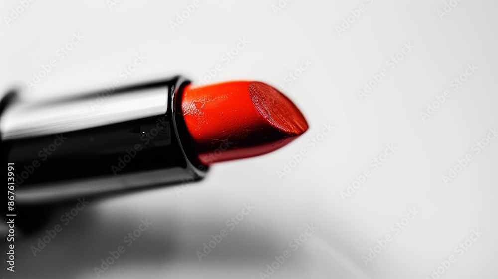 Bold red lipstick on a sleek white surface, highlighting its luxurious texture and vibrant color, radiating passion and elegance for the sophisticated woman Bold red lipstick on a sleek white surface, highlighting its luxurious texture and vibrant color, radiating passion and elegance for the sophisticated woman