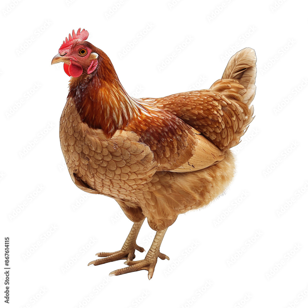 Fototapeta premium Brown Hen isolated on transparent background cut out png