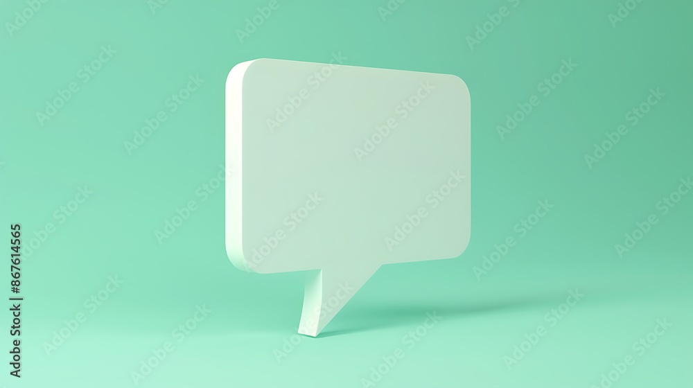 Slim white square speech bubble on a mint green background, ideal for marketing messages. Slim white square speech bubble on a mint green background, ideal for marketing messages.