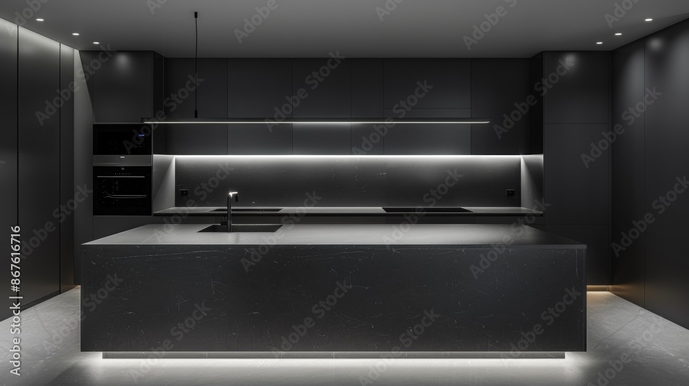 Modern Kitchen Island With Minimalist Design and Sleek Lighting Modern Kitchen Island With Minimalist Design and Sleek Lighting