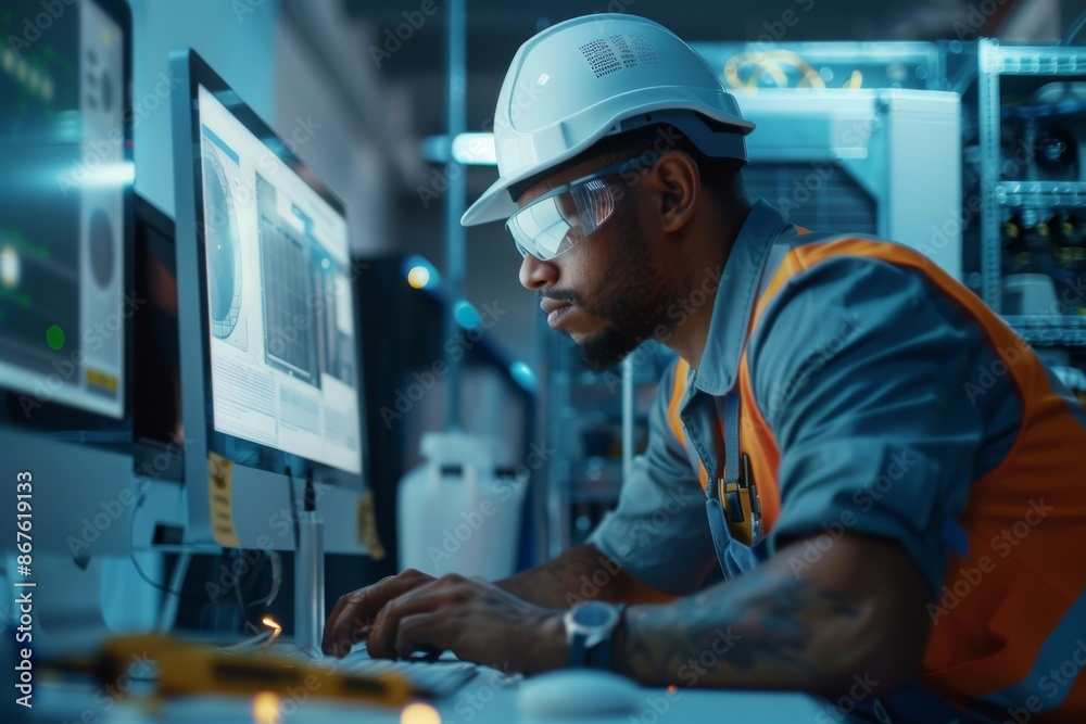 Industrial Worker Using Computer Industrial Worker Using Computer