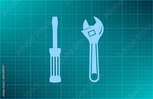 Vector illustration on blue background.