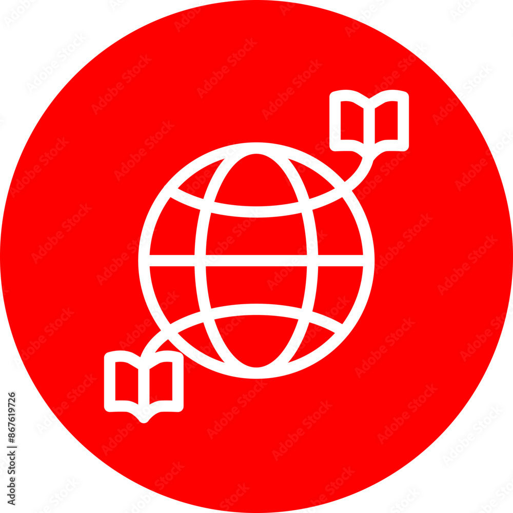 Distance Learning Vector Line white Circle Red