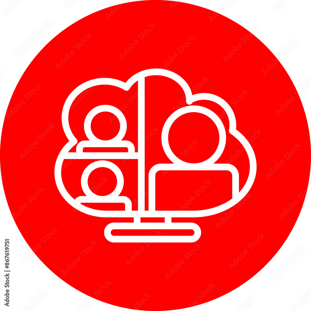 Virtual Classroom Vector Line white Circle Red Virtual Classroom Vector Line white Circle Red