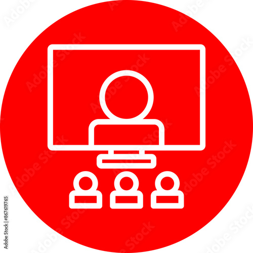 Webinar Vector Line white Circle Red