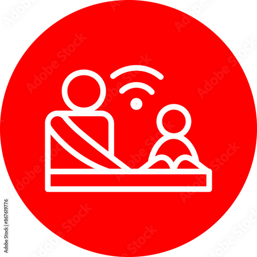 Online Tutoring Vector Line white Circle Red