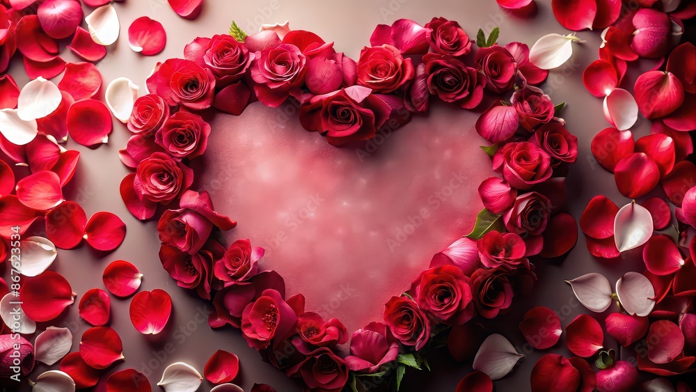 Valentine's day background with heart shaped rose petals and flowers, Valentine's day, heart, roses, flowers, love, romance Valentine's day background with heart shaped rose petals and flowers, Valentine's day, heart, roses, flowers, love, romance