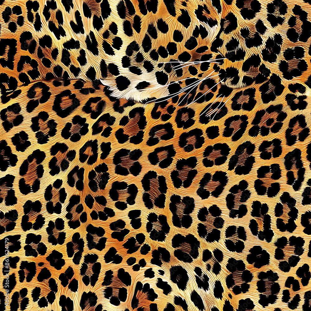 Fototapeta premium Leopard Print Seamless Pattern, Black and Brown Spots on Beige Background