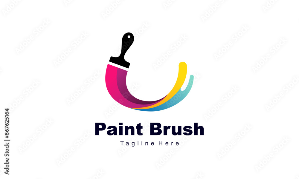 Obraz premium Brush and paint with full color with minimalist design style logo