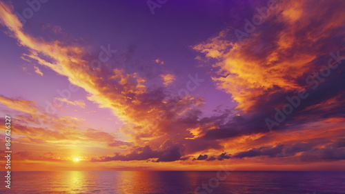 beautiful pink, yellow sunset sky. generated by Ai.