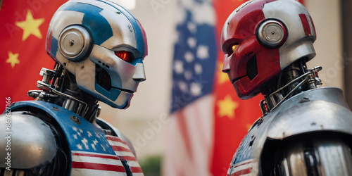 Robots in the colors of different nations.