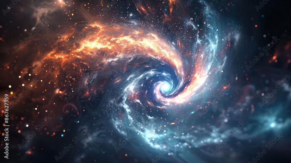 Fototapeta premium A mysterious, glowing cosmic echo in the universe., image of galaxy universe space beautiful like magic in dream.