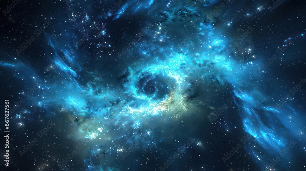 Obraz premium A mysterious, glowing cosmic echo in the universe., image of galaxy universe space beautiful like magic in dream.