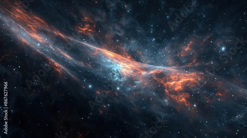 A mysterious, glowing cosmic veil in deep space., image of galaxy universe space beautiful like magic in dream. photo