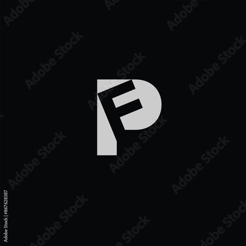 Creative Professional Trendy and Minimal Letter PF FP Logo Design in Black and White Color, Initial Based Alphabet Icon Logo in Editable Vector Format