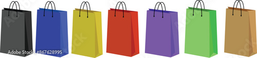 shopping bag with manay colors set for marketing