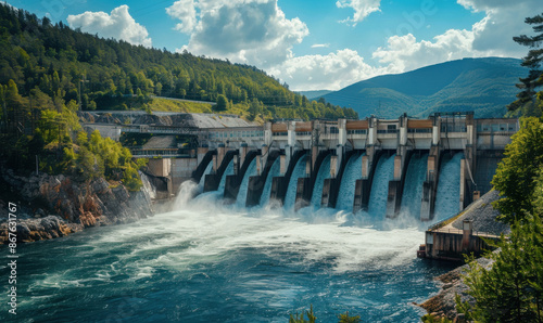 Hydro power plant, beautiful scenery summer time cinematic perfect photo © RobertNyholm