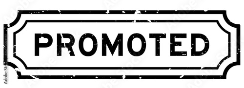 Grunge black promoted word rubber seal stamp on white background