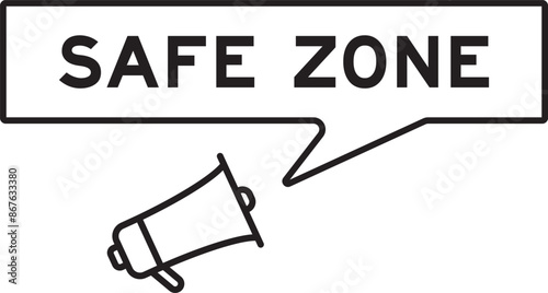 Megaphone icon with speech bubble in word safe zone on white background