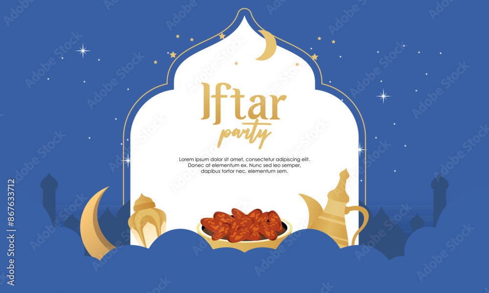 Fototapeta premium Iftar party celebration concept flyer vector illustration