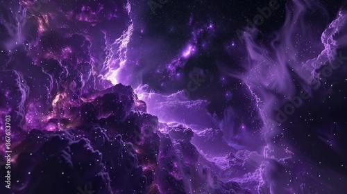 Purple space nebula abstract astronomy illustration 3d render of sky with glowing stars in deep space fantasy galaxy concept for cosmic art and sci-fi designs