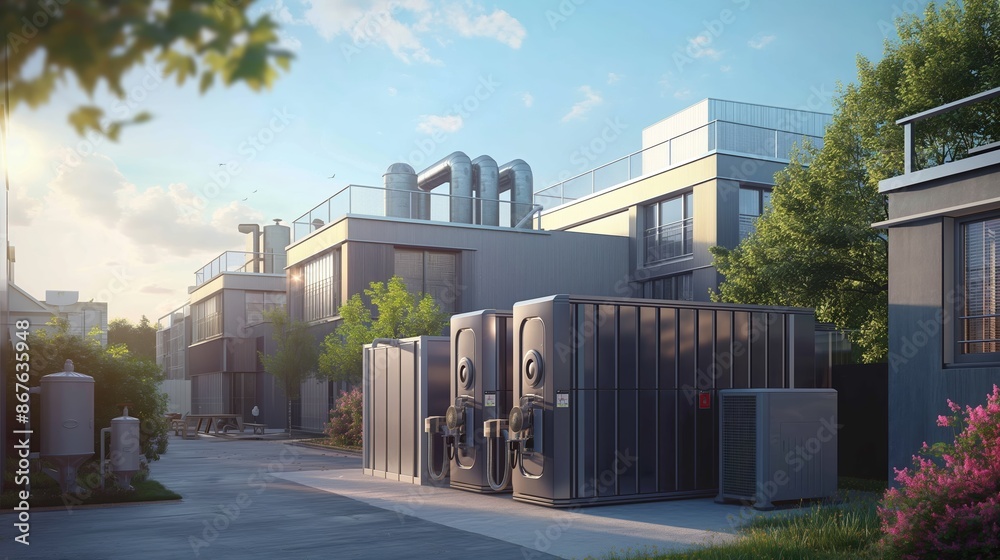 Modern Industrial Facility With HVAC Systems and Natural Lightin Modern Industrial Facility With HVAC Systems and Natural Lightin