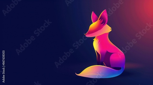 Geometric colorful fox illustration, Fox Logo photo
