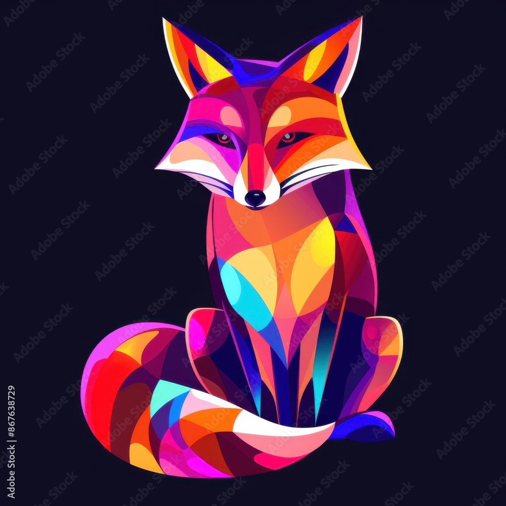 Geometric colorful fox illustration, Fox Logo Geometric colorful fox illustration, Fox Logo