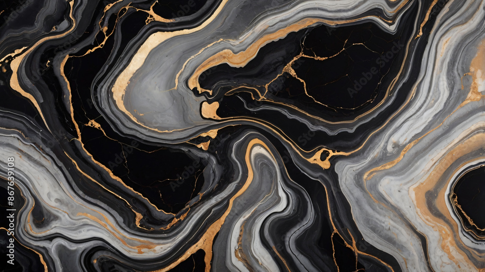 Close up of a black marble background. abstract marble artificial stone texture with veins, trendy wallpaper.