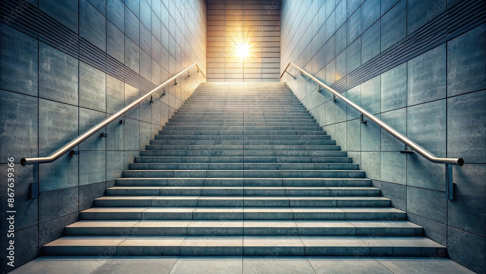 Fototapeta premium Stairs leading up and down in search of treasure , exploration, discovery, adventure, staircase, steps, climb, descent, journey, quest