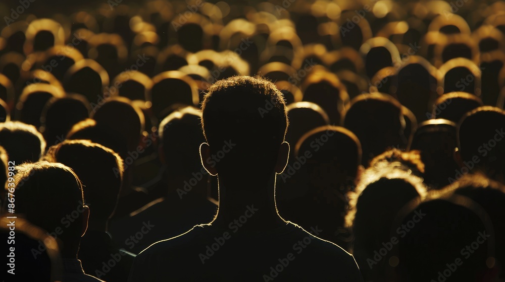 Obraz premium Silhouette of a Man in a Crowd