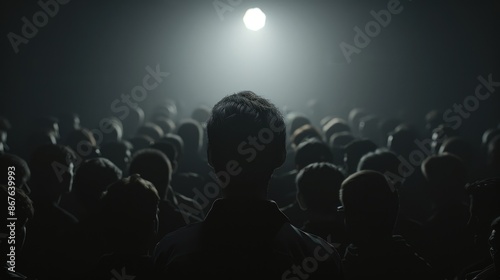 Silhouette of a man in a crowd photo