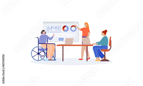 Business inclusive meeting with diversity concept illustration