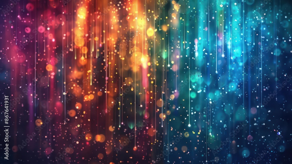 A stunning cosmic rain of bright, colorful particles. A stunning cosmic rain of bright, colorful particles.