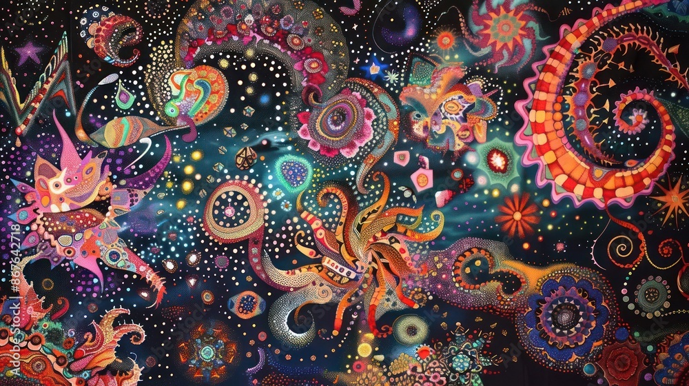 A stunning cosmic tapestry with vibrant, intricate patterns. A stunning cosmic tapestry with vibrant, intricate patterns.