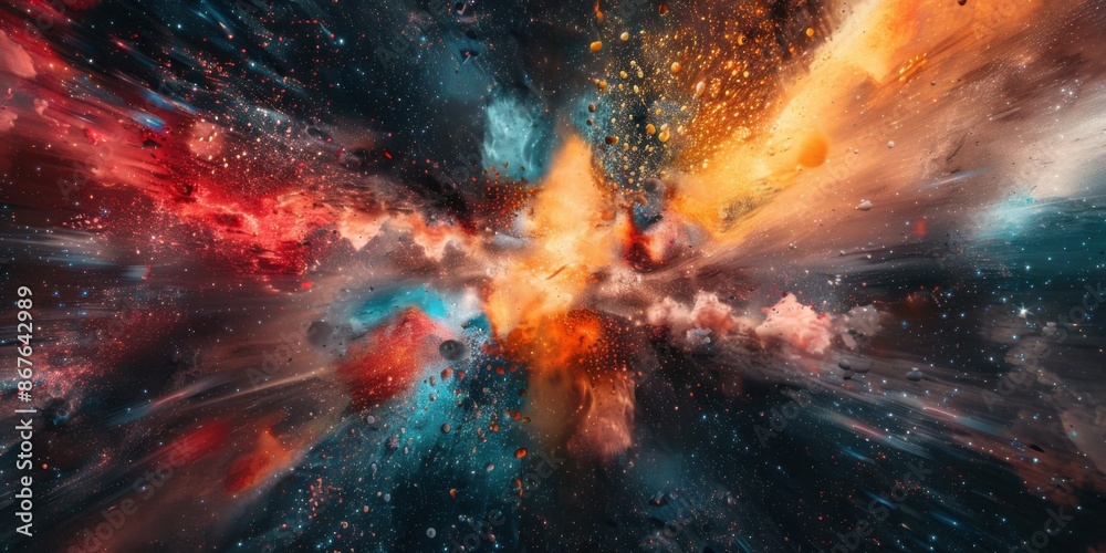Vibrant cosmic nebula with colorful stars Vibrant cosmic nebula with colorful stars