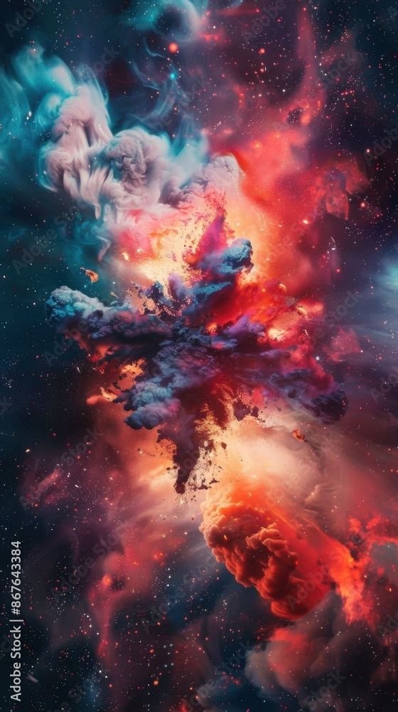 Vibrant cosmic nebula with colorful stars