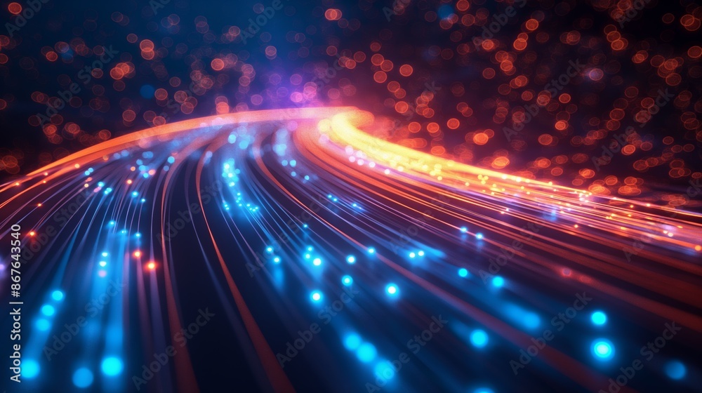 Colorful Light Trails in a Futuristic Technology Concept Colorful Light Trails in a Futuristic Technology Concept
