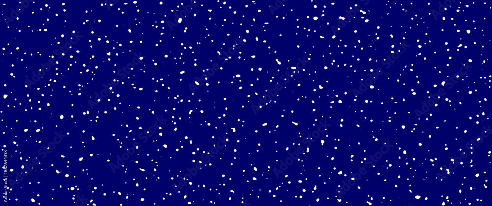 Fototapeta premium Christmas seamless pattern with white isolated snowflakes for cards, flyers, poster, banner. Snowfall on the night sky. Holiday winter illustration. Merry Christmas! Happy New Year! 
