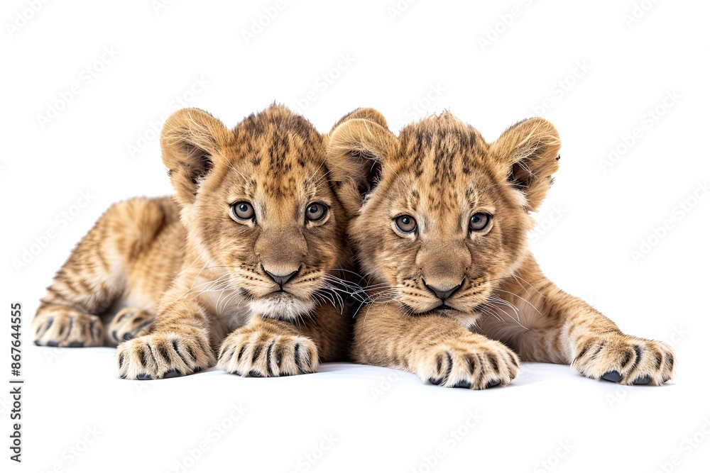 lion cubs on isolated background